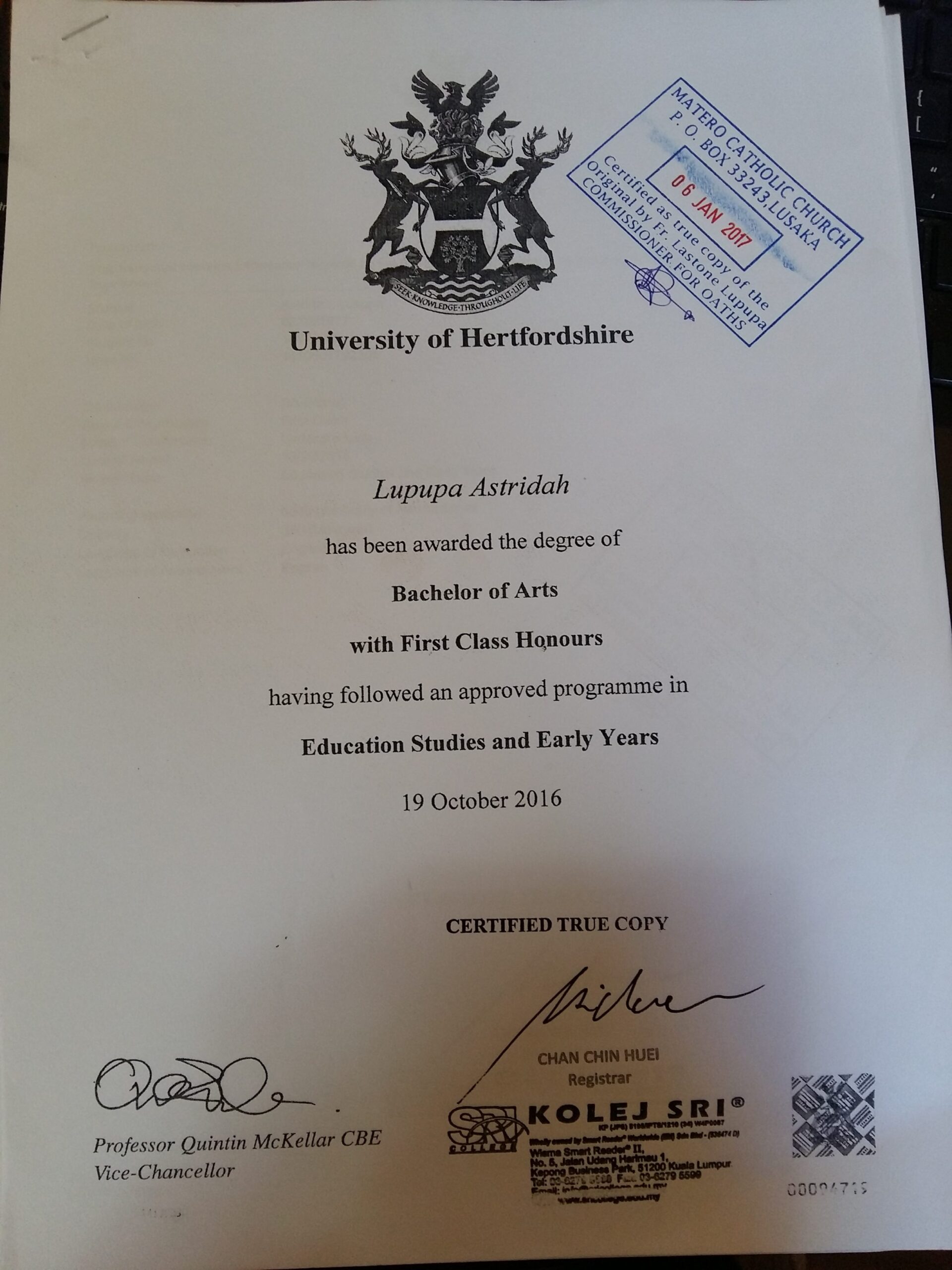 Against All Odds Zambian Student Earns First Class Honours Degree 